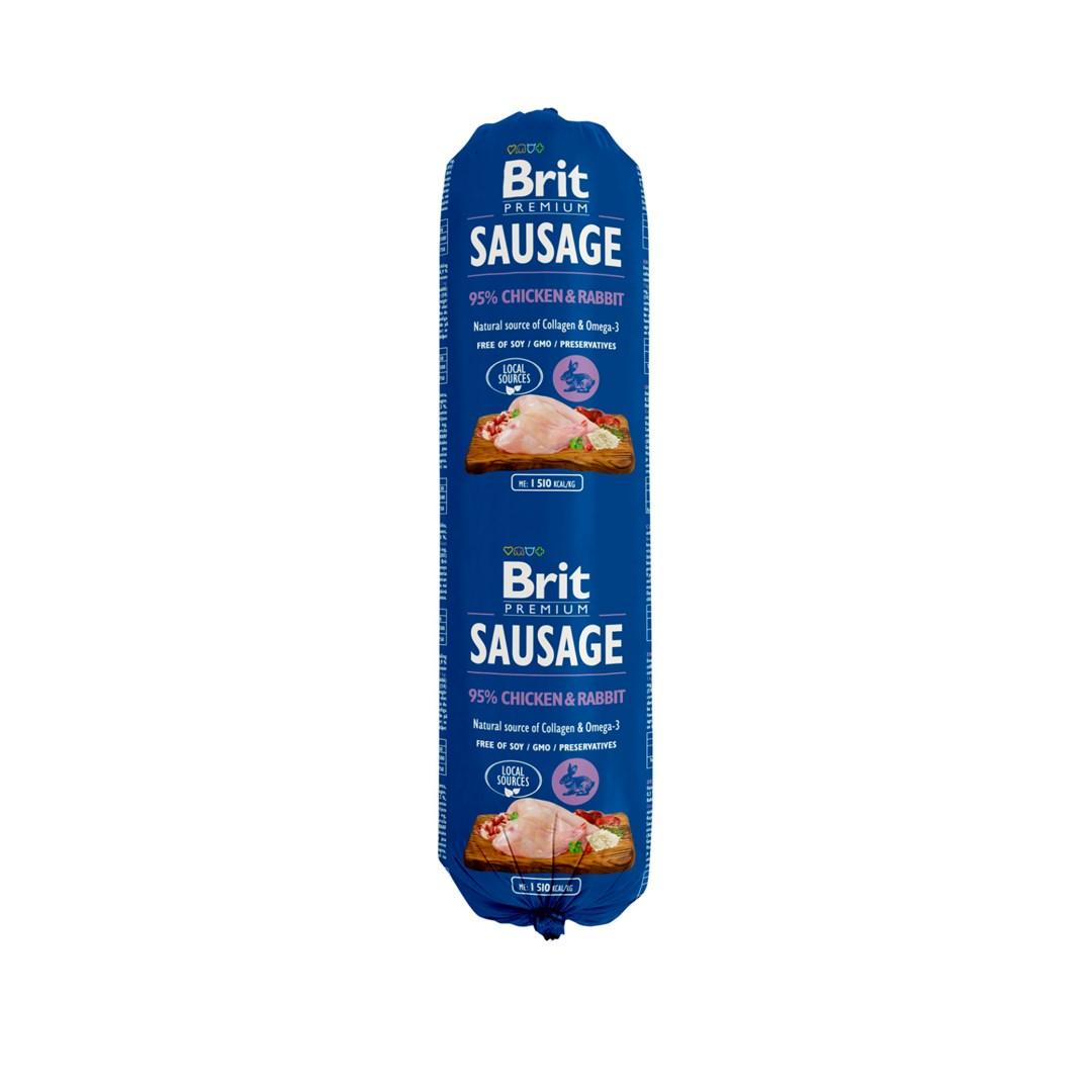 Brit Premium pølse – kylling & kanin vådfoder til hunde, 800 g