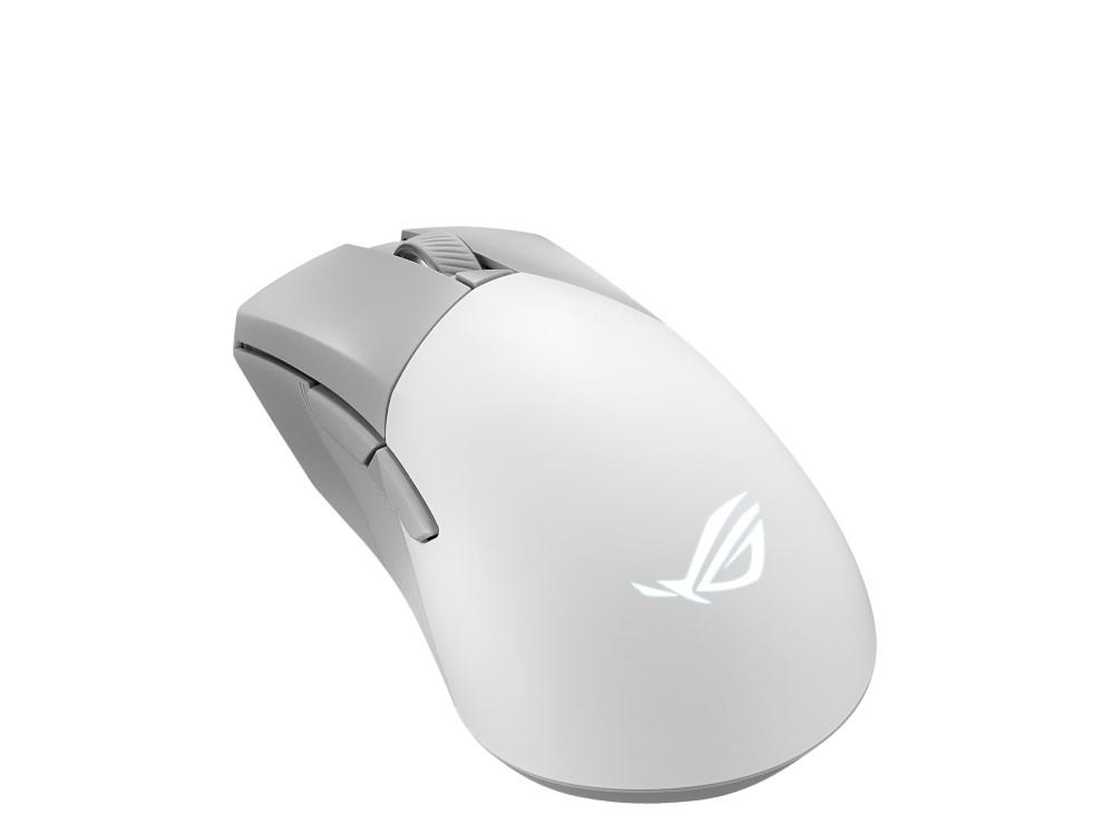 ASUS ROG Gladius III Wireless AimPoint – hvid gaming-mus, højrehånd, 36.000 DPI, RF/Bluetooth/USB billede