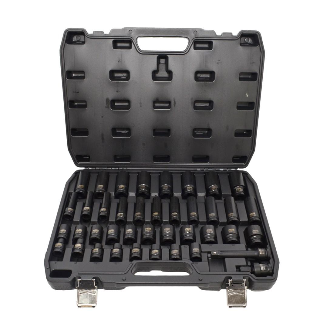 AWTOOLS slagnøglesæt 1/2" - 40 dele, korte og lange, Black Line
