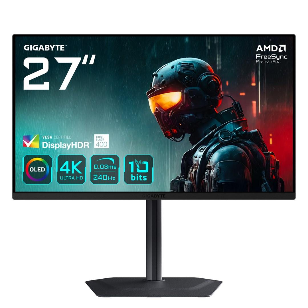 Gigabyte MO27U2 27" QD‑OLED 4K gaming-skærm - 240 Hz, 0,03 ms, HDR True Black 400 billede