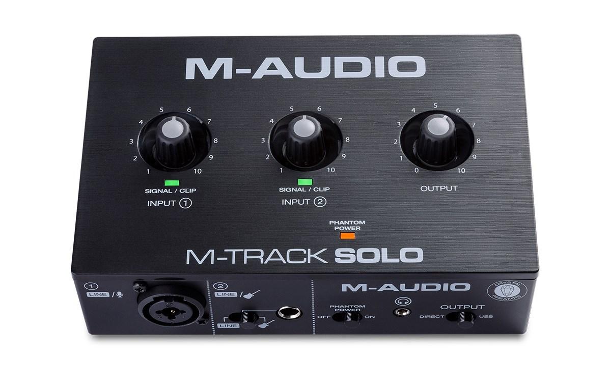 M‑Audio M‑Track Solo USB-lydinterface - Crystal forforstærker, 16‑bit/48 kHz - Sort