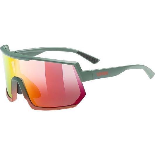 uvex sportstyle 235 cykelbriller - unisex, semi‑rimless, grøn/rød spejlglas billede