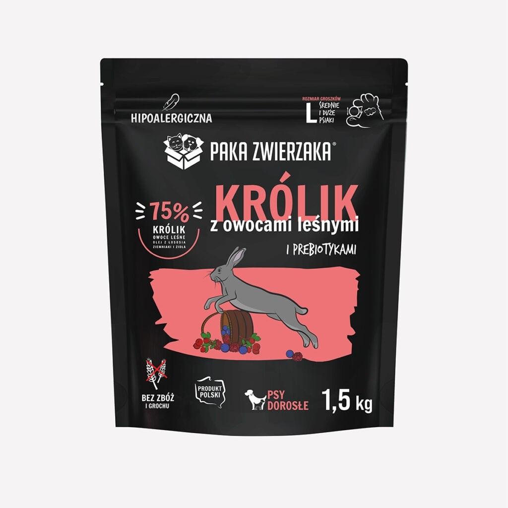 PAKA ZWIERZAKA tørfoder til hund – Kanin med skovbær L, 1,5 kg