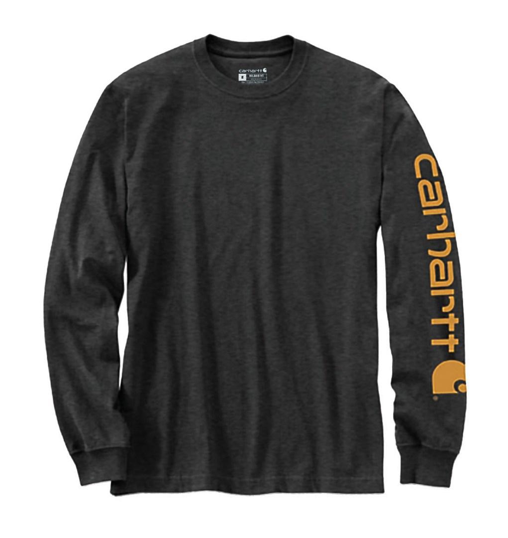 Carhartt langærmet T-shirt med ærmelogo - carbon, str. S