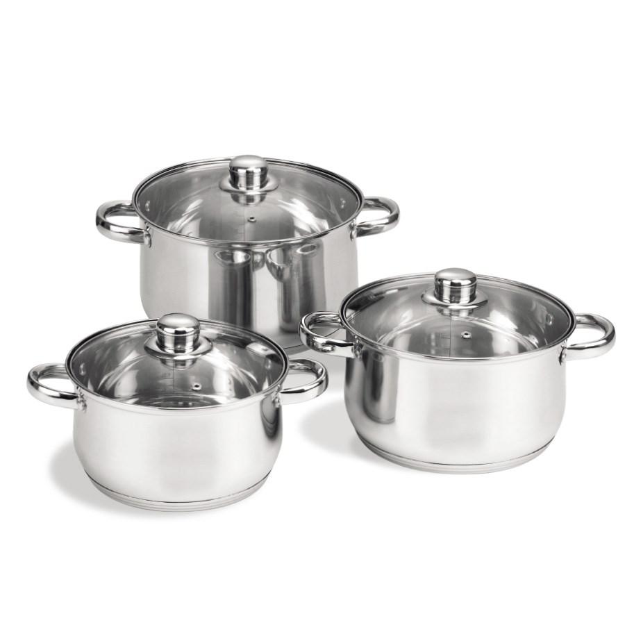 Maestro MR-2020-6XL grydesæt - 6 dele i rustfrit stål med glaslåg