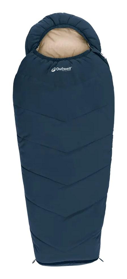 Outwell børn Mummy sovepose – polyester, 2-sæson, venstre lynlås – blå
