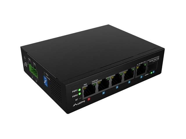 Lanberg ILFE-4P-1GE-1S-90 - Light Industrial PoE switch med 4x Fast Ethernet, 1x Gigabit og SFP