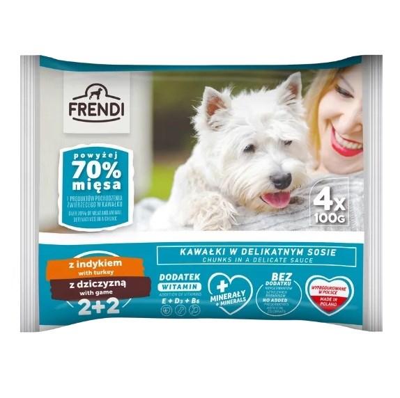 Frendi vådfoder til hund – kalkun og vildt i delikat sauce, 4×100 g
