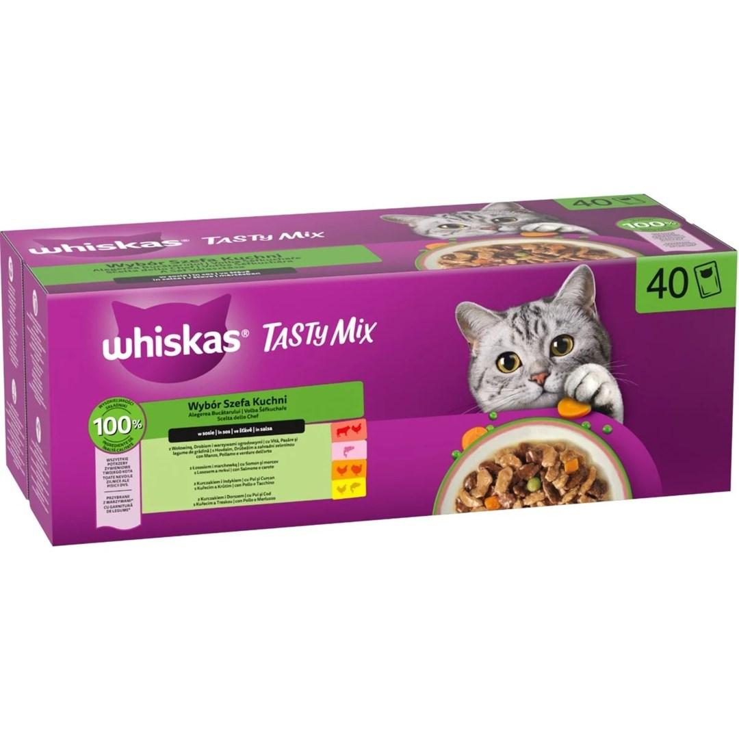 Whiskas Tasty Mix Chef’s Selection i sovs – vådfoder til kat – 40×85 g