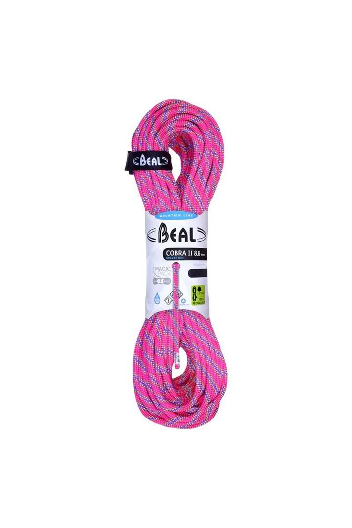 Beal Cobra II Unicore klatretov 8,6 mm 70 m - Golden Dry, fuchsia