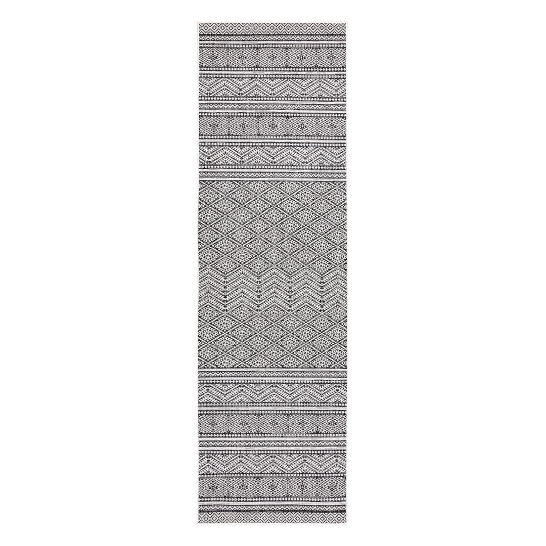 Hakano Vinea løber – boho gulvtæppe 80×200 cm, sort