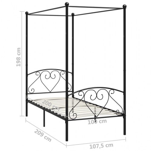 Himmelseng sengeramme 100 x 200 cm - metal, sort
