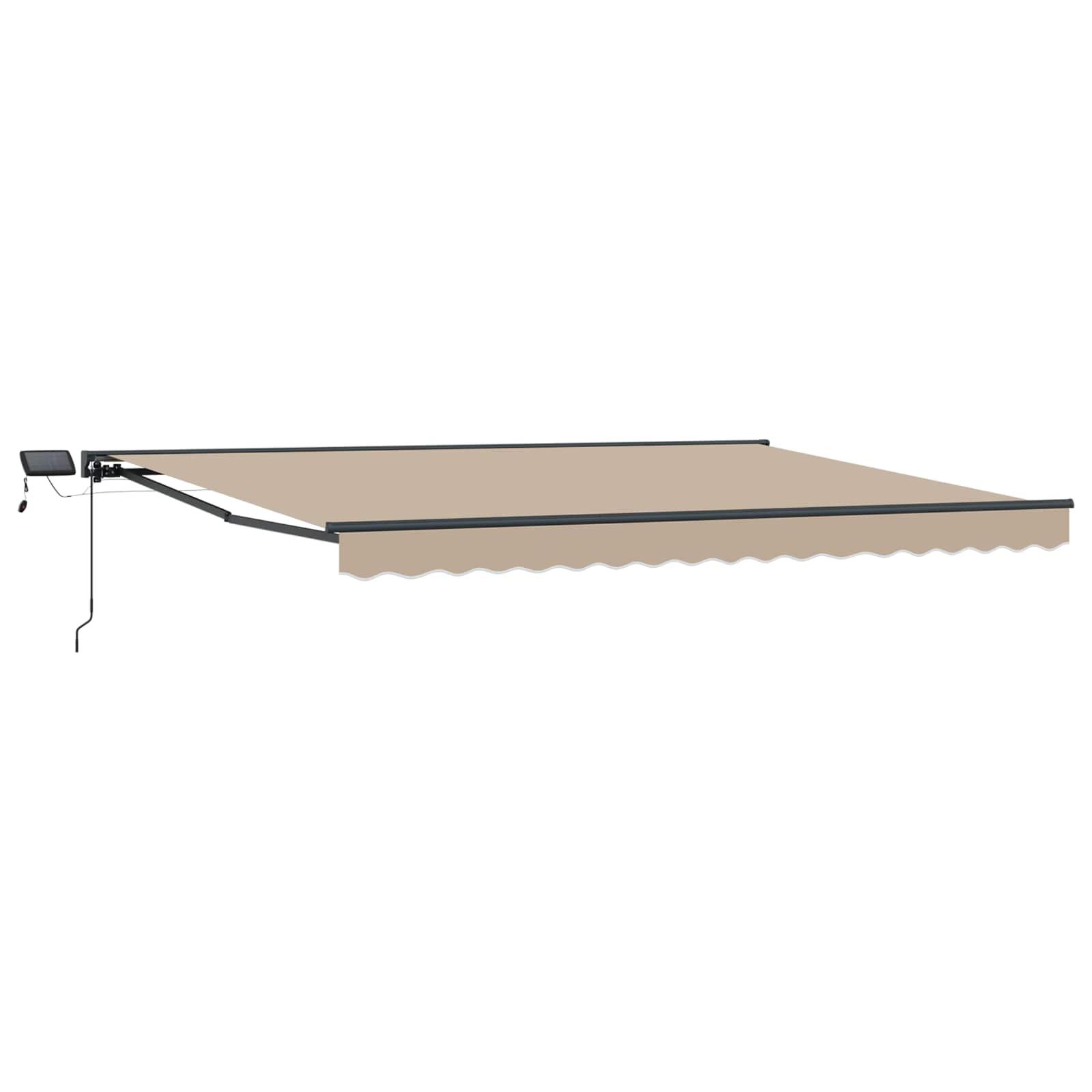 Manuel markise-ramme med LED-lys Beige 4 × 3,5 m