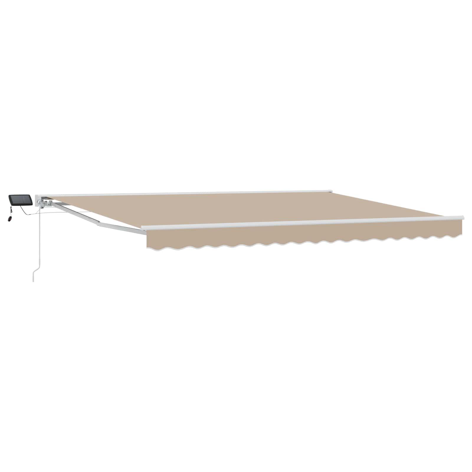 Manuel markise-ramme med LED-lys Beige 5 × 3,5 m