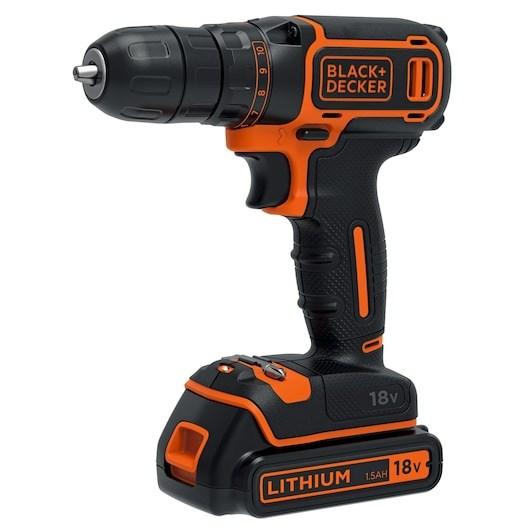Black & Decker BDCDC18-QW 18V akku skruemaskine/boremaskine - sort/orange billede