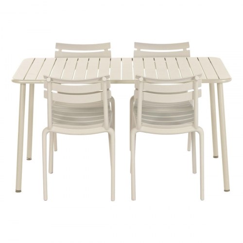 Spisebordsæt til have - 4 stole, flødefarvet, 140 × 70 × 75 cm