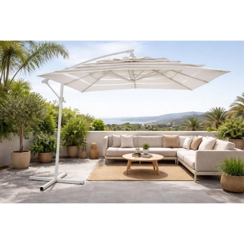 Parasol - hvid 250 x 250 cm med LED