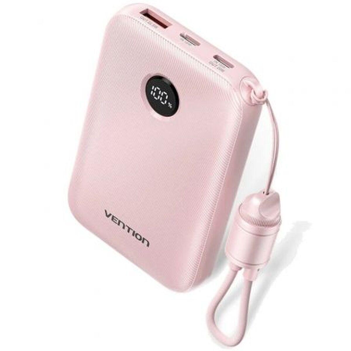 Vention powerbank 10.000 mAh – 2x USB‑C + 1x USB‑A, 22,5 W, pink