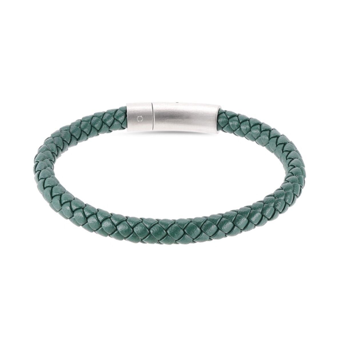 One Jewels OAMB3208LV armbånd til mænd - grøn flet med stållås