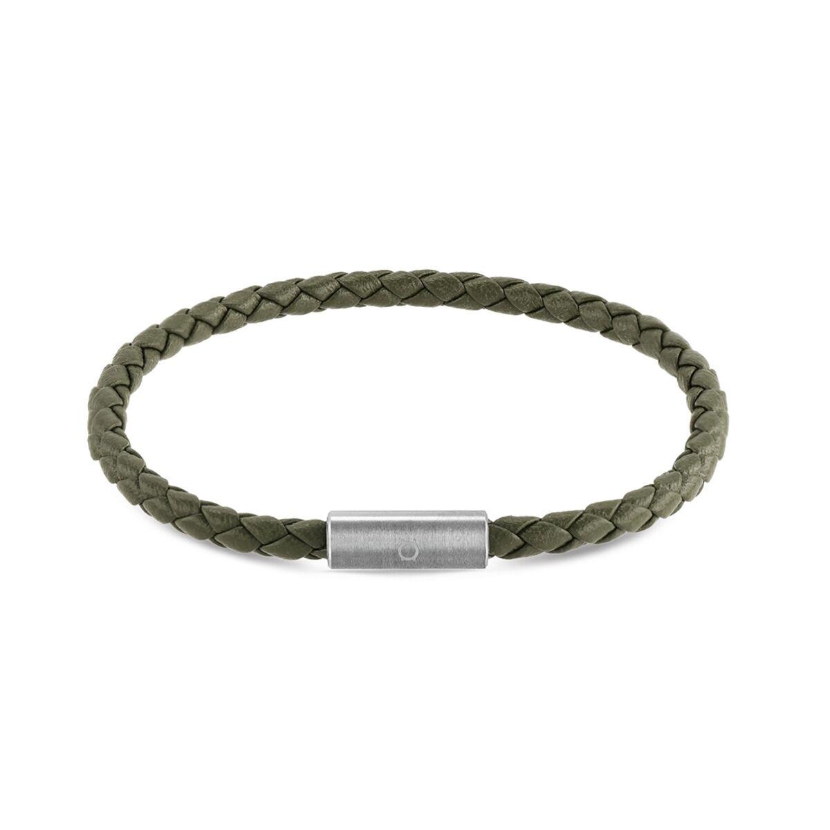 ONE OAMB5109LV herrearmbånd i flettet læder - grøn