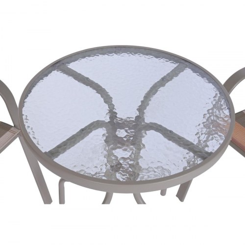Café-sæt med 2 stole - grøn/multifarvet, rundt havebord 60 × 60 × 70 cm