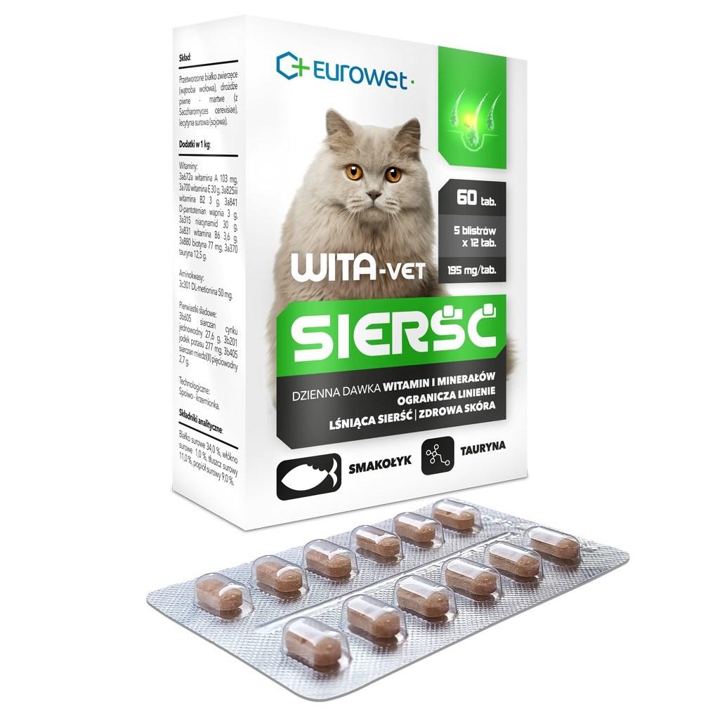 EUROWET Wita‑Vet Pels - kosttilskud til katte, 60 tabletter