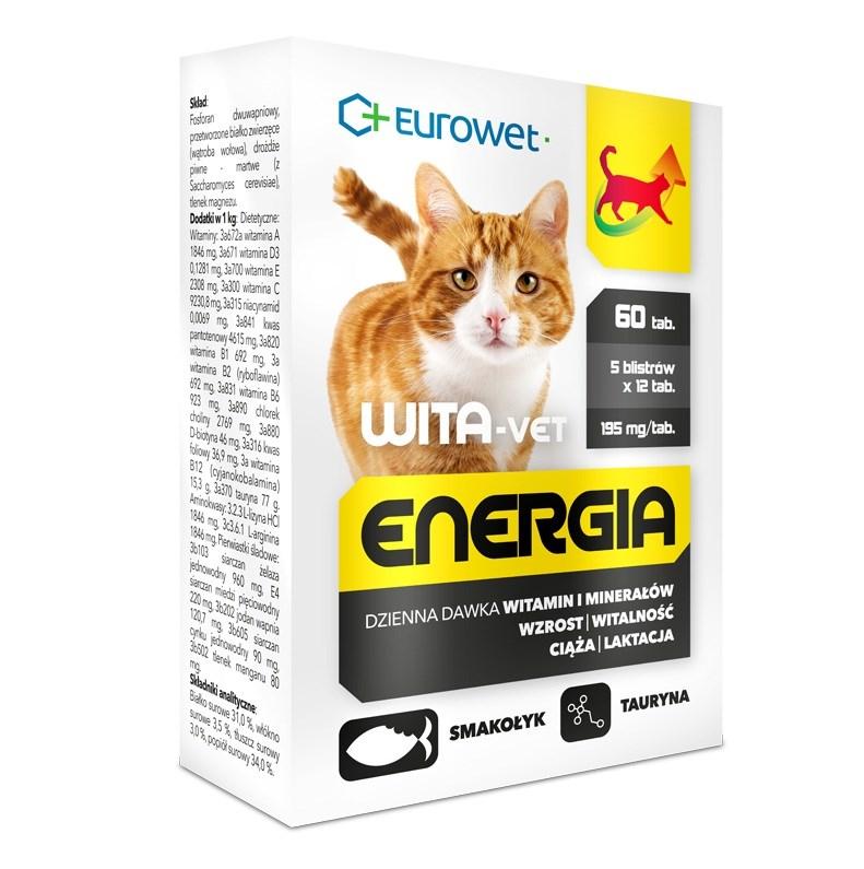 EUROWET Wita‑Vet Energia – kosttilskud til katte, 60 tabletter
