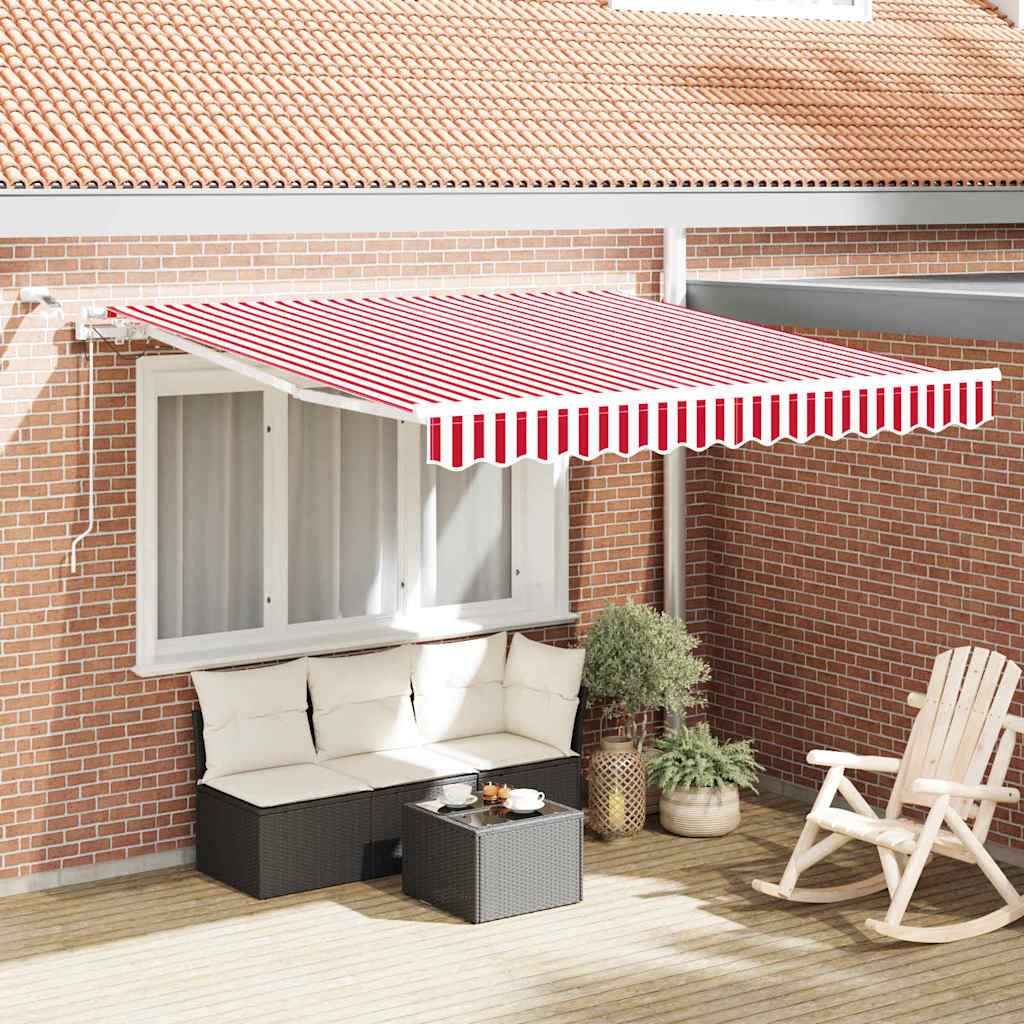 Udtrækkelig markise rød og hvid 300 x 250 cm i polyester
