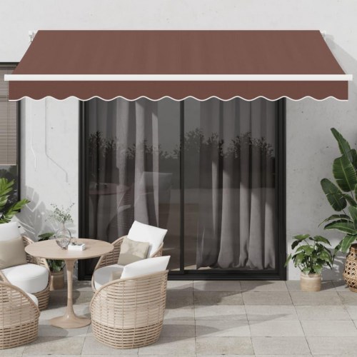 Markise med LED-lys 350 × 250 cm - automatisk, brun
