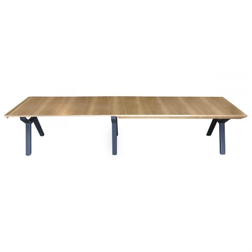 Spisebord - brun/ sort, metal og MDF, 200 x 100 x 75 cm, forlængbart