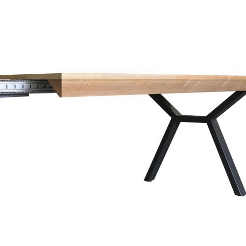 Spisebord - brun/ sort, metal og MDF, 200 x 100 x 75 cm, forlængbart