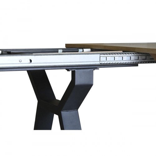 Spisebord - brun/ sort, metal og MDF, 200 x 100 x 75 cm, forlængbart