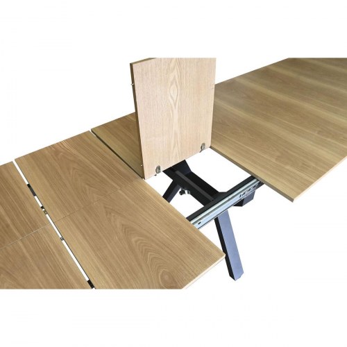 Spisebord - brun/ sort, metal og MDF, 200 x 100 x 75 cm, forlængbart