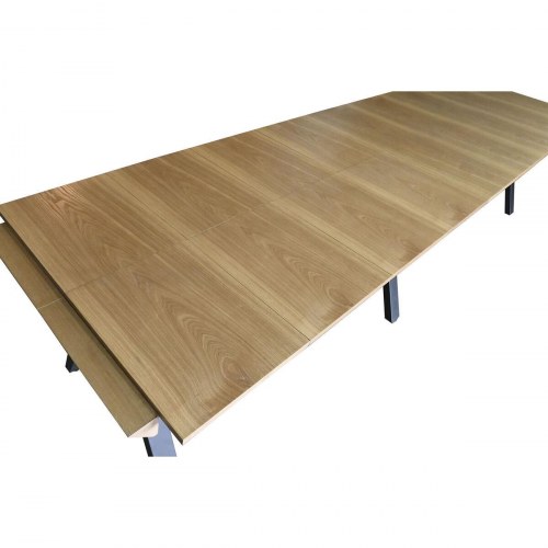 Spisebord - brun/ sort, metal og MDF, 200 x 100 x 75 cm, forlængbart