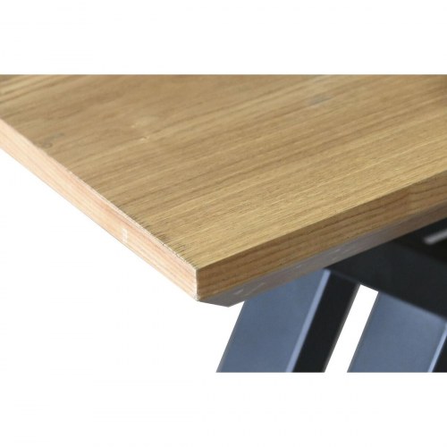 Spisebord - brun/ sort, metal og MDF, 200 x 100 x 75 cm, forlængbart