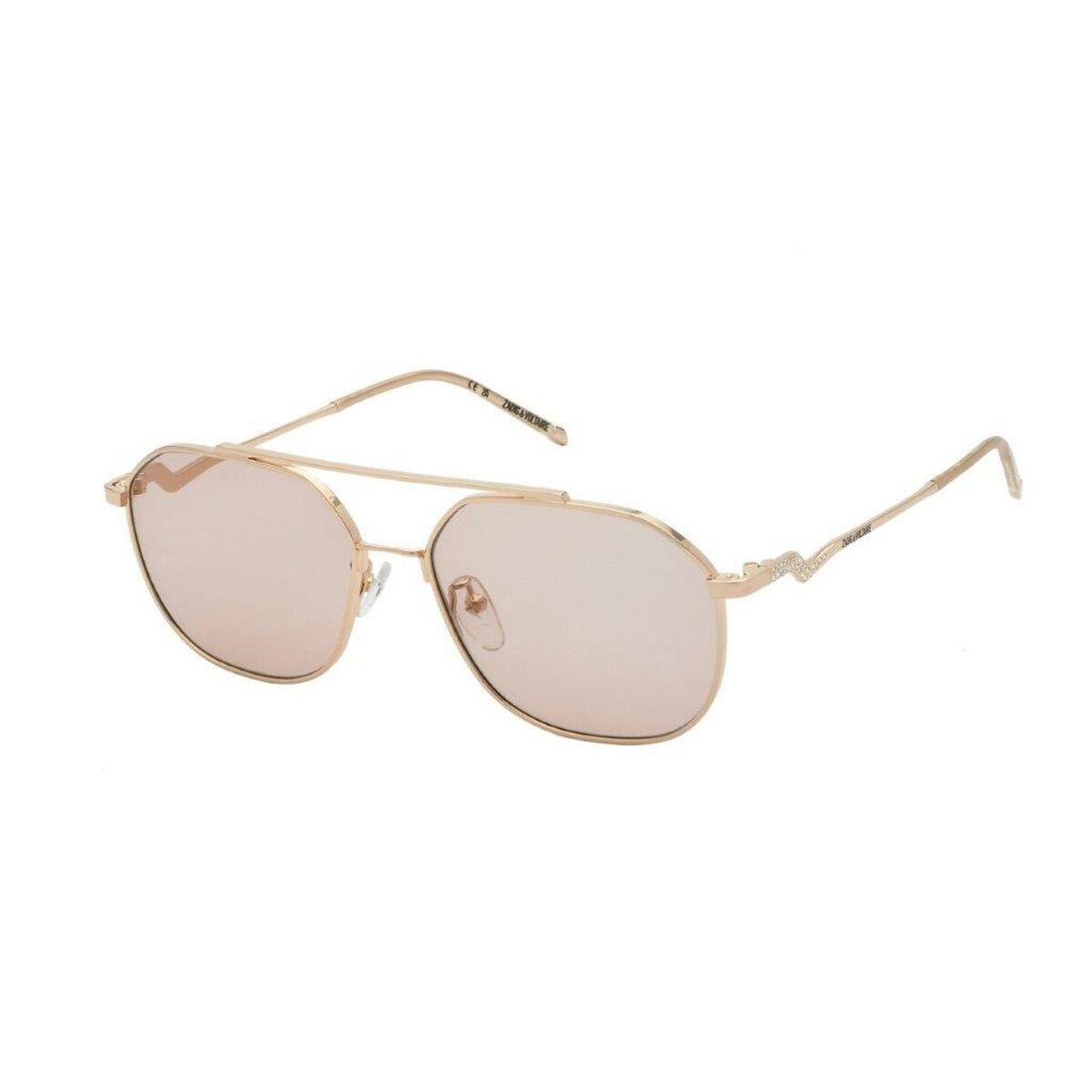 Zadig & Voltaire SZV377S5608FC - damesolbriller, gyldent stel og orange linser