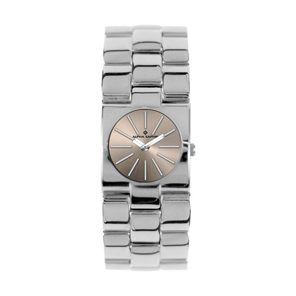 Alpha Saphir 271K unisex armbåndsur - beige skive, sølvfarvet stål
