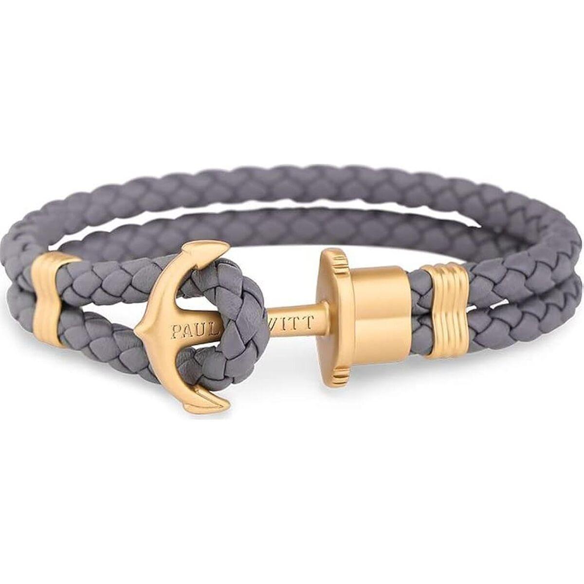 Paul Hewitt armbånd til kvinder - grå læder, gyldne detaljer, 15-16 cm