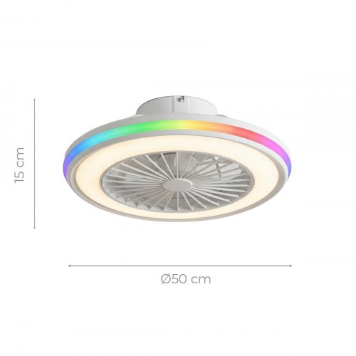 Nexory loftventilator med skjulte blade og RGB LED - fjernbetjent, hvid, Ø 50 cm