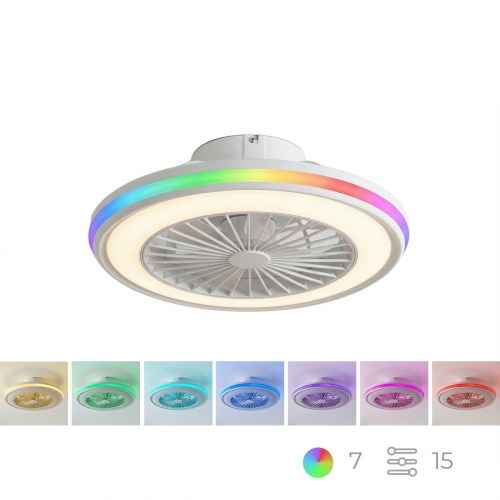 Nexory loftventilator med skjulte blade og RGB LED - fjernbetjent, hvid, Ø 50 cm