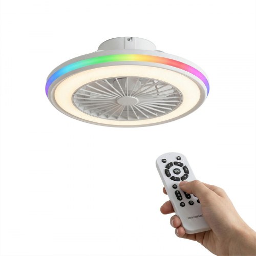 Nexory loftventilator med skjulte blade og RGB LED - fjernbetjent, hvid, Ø 50 cm
