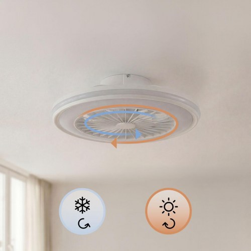 Nexory loftventilator med skjulte blade og RGB LED - fjernbetjent, hvid, Ø 50 cm