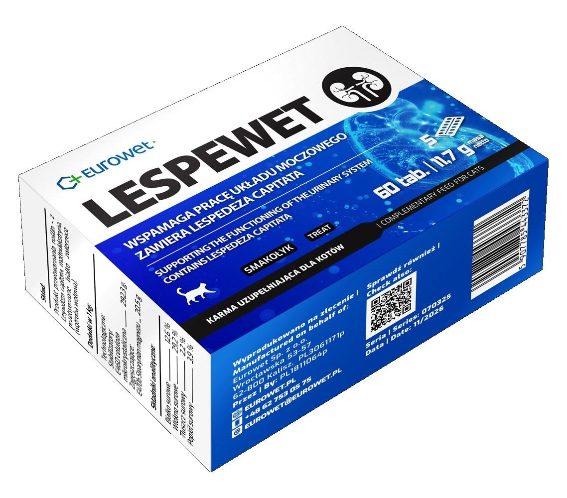 EUROWET Lespewet – kosttilskud til kattens urinveje, 60 tabletter
