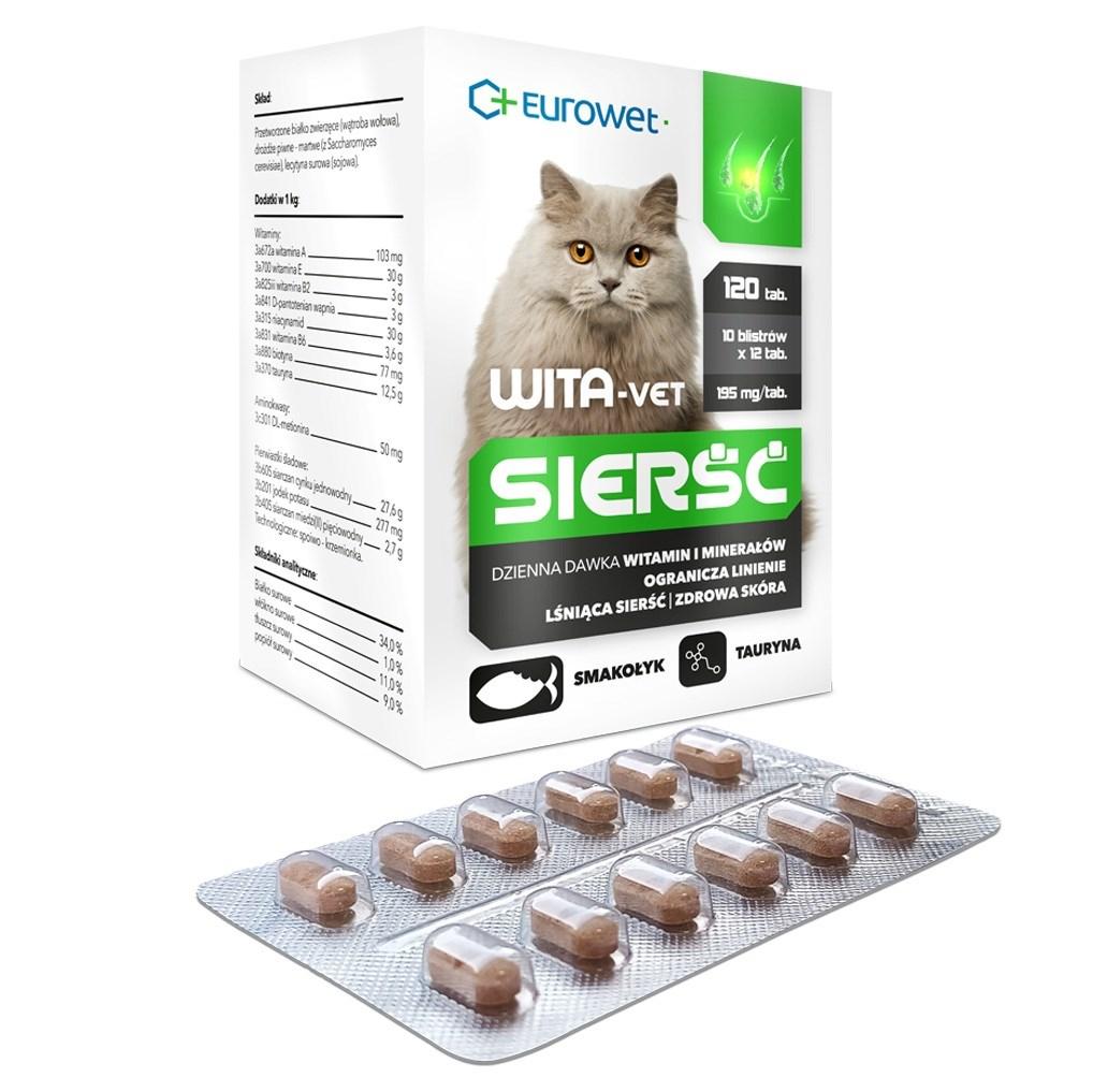 EUROWET Wita‑Vet Pels - kosttilskud til katte, 120 tabletter