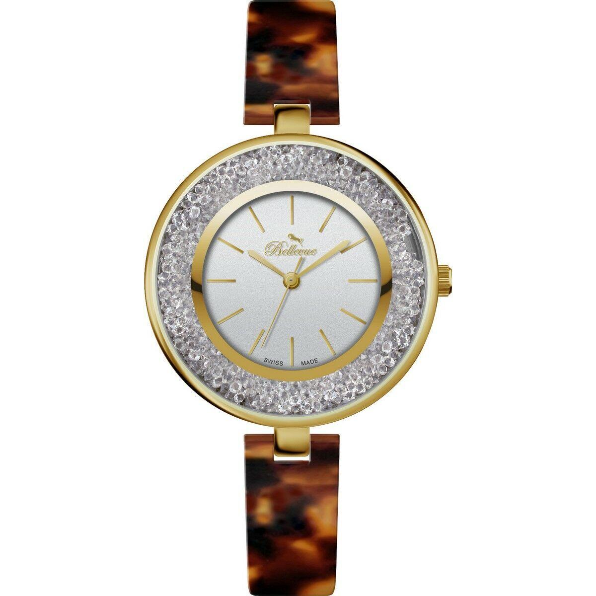 Bellevue D72 dameur - kvarts, 33 mm, brun harpiksrem