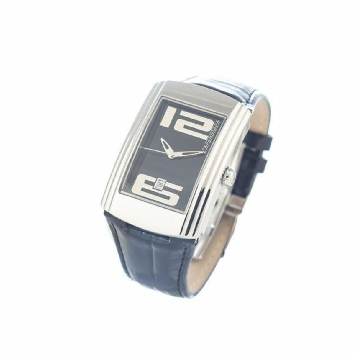 Chronotech CT7017M-04 dameur - sort læderrem, sølv urkasse