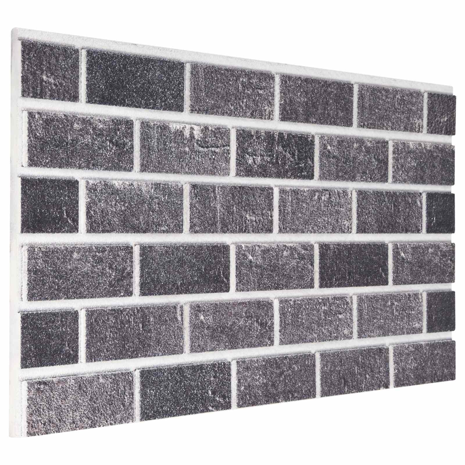 Vægpaneler 10 stk Sort og grå 100 x 50 cm EPS Skum
