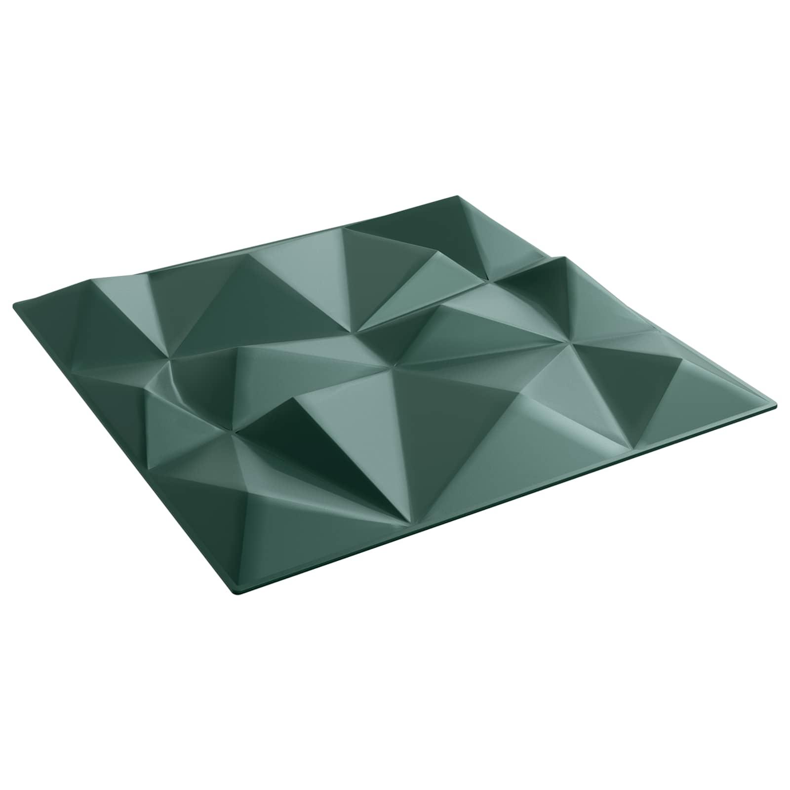 Vægpaneler 12 stk Diamond Grøn 50 x 50 cm XPS Skum
