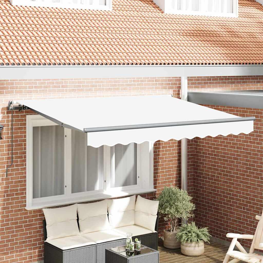 Udtrækkelig markise - hvid 300 x 200 cm, stof og aluminiumsramme
