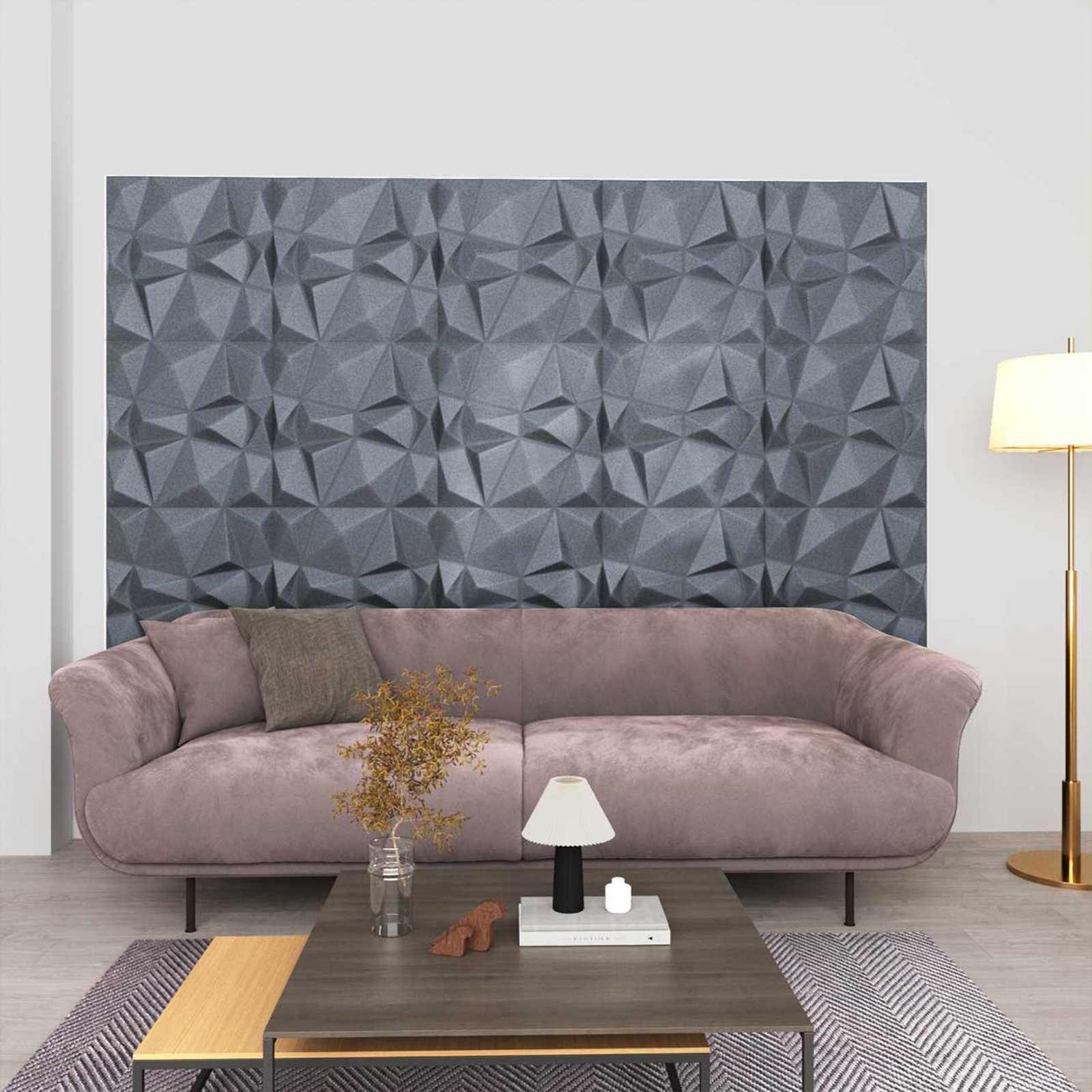 Vægpaneler 24 stk Diamond Grå 50 x 50 cm XPS Skum